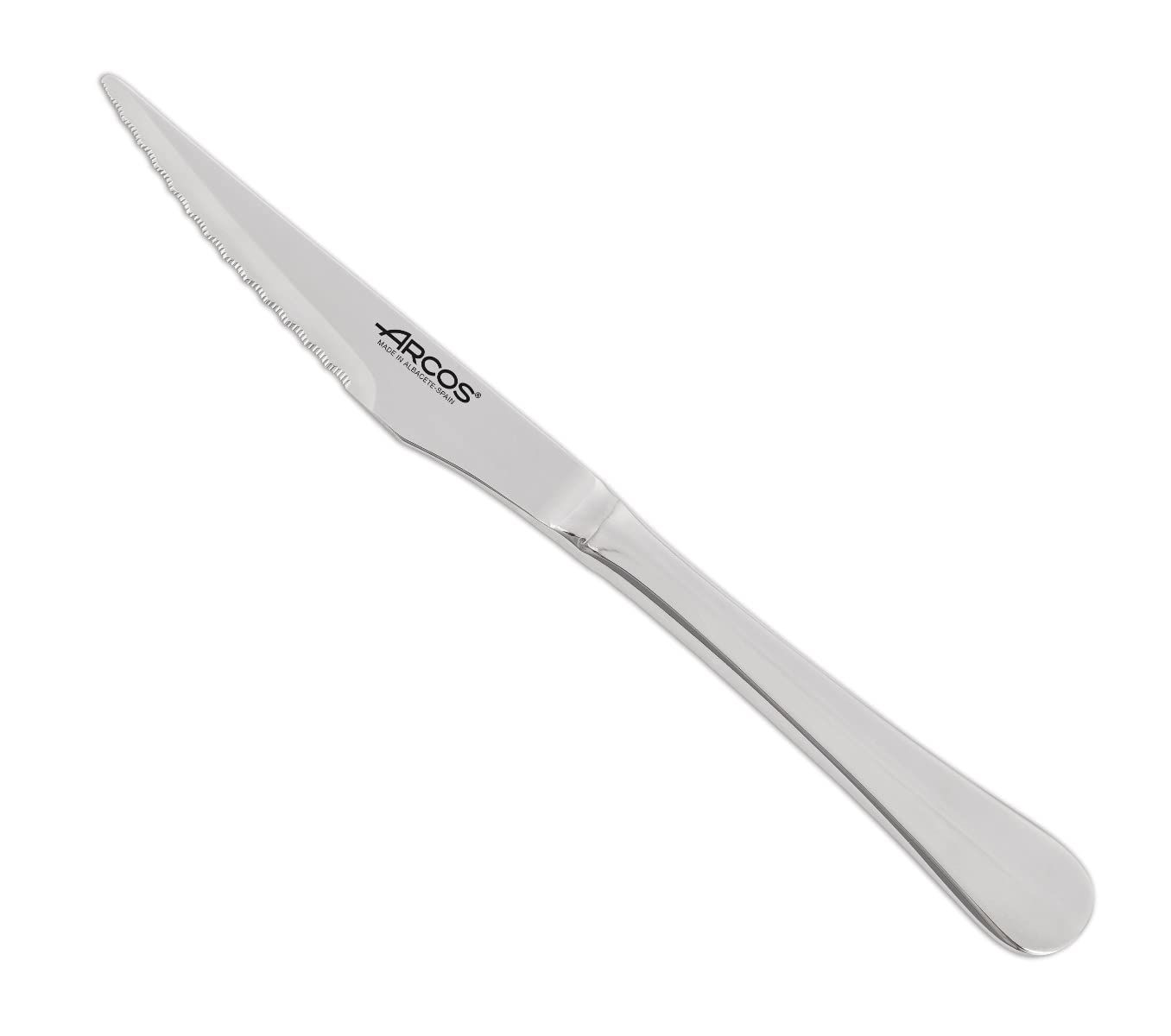 Arcos Serie Burdeos Caja de 12 uds Cuchillo Chuletero, Monoblock de una pieza en Acero Inoxidable 110 mm, Color Plata (12 uds)