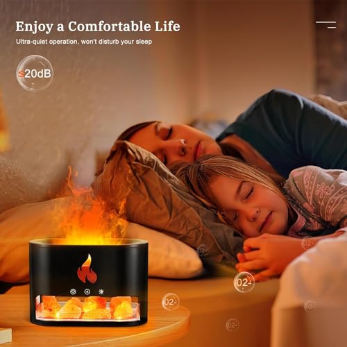 Image of BOHOFAM Plastic Humidifier for Home, Flame Diffuser Atmosphere Light Humidifier Portable Noiseless Aroma Aromatherapy Machine, Auto Shut-Off, Essential Oil Diffuser for Large Room (Flame-Black)