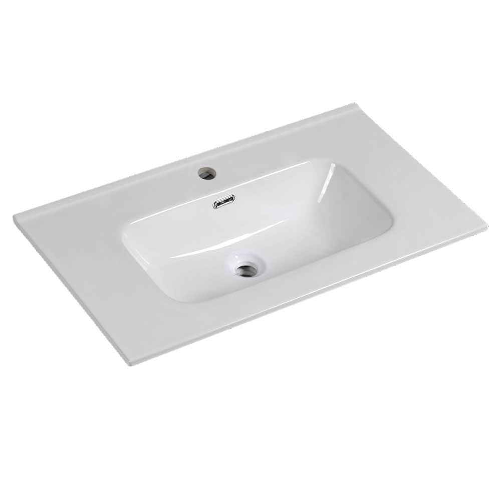 Lavabo De Porcelana Para Baño rectangular 81 cm x 46 cm COS acabado blanco brillo fabricado en porcelana