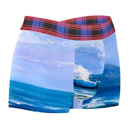 WOSHJIUK Ropa Interior de Hombre,Calzoncillos bóxer Personalizados,Olas de Acuarela del océano,Troncos Suaves y cómodos