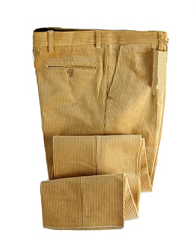 Profili di Toscana.Pantalone Uomo Velluto Duca Visconti di Modrone Elasticizzato.Taglie Forti.Made in Italy (52, Belge)