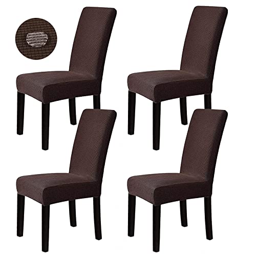 Dubest Fundas Sillas de Comedor Pack de 4,Fundas para Sillas Elastica Fundas Protectoras para Sillas Fundas Sillas Lavables para Bodas Oficina Bouquet Comedor Decoracion (Marron)