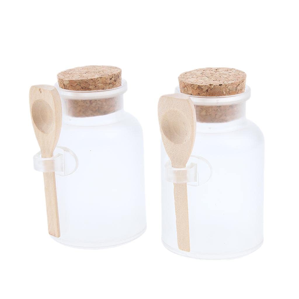 Enakshi® 2 Pieces ABS Bath Salt Bottles Empty Clear Corked Jar with Wood Spoon 100g|Health & Beauty | Bath & Body | Bath Salts-image-43