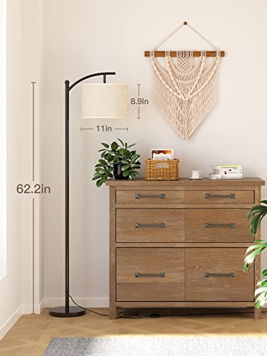 addlon Floor Lamp for Living Room with 3 Color Temperatures, Standing lamp with Linen lampshade for Bedroom, Office, Lamps with 9W LED Bulb Included - Black with Beige Lampshade - Image 5