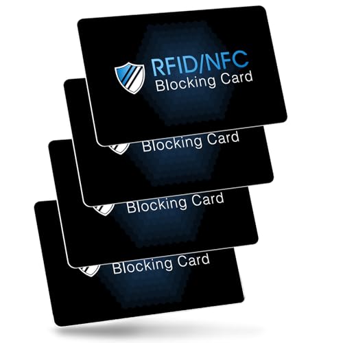 XIELBIS 4 Pack RFID/NFC Blocking Card,Card Blocker for Contactless Cards，Anti-Theft Debit & Credit Card Protector, Slim Contactless Protection for Identity Document,Wallets, Passport etc