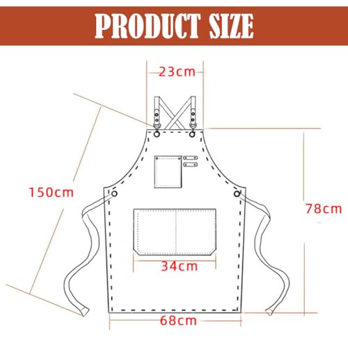 Image of Supvox Unisex Home Apron Waterproof, with Tool Pockets | Adjustable Waist Tie, Splash and Dust Coverage, Handy Storage, Thicken Canvas, Comfortable for Tasks, Wipe Clean
