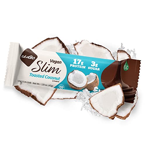Nugo Slim Dark Chocolate Toasted Coconut, 16G Vegan Protein, 3G Sugar, 7G Fiber, 190 Calories, Low Net Carbs, Gluten Free, 12 C #TOP1
