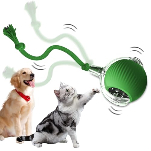 LuGirlre Interactive Cat Rolling Ball Dog Ball, 2025 Self Rolling Pets Ball Interactive Self Moving Cat Toys Smart Automatic Rolling Electric Balls for Kitten/Puppy(green)