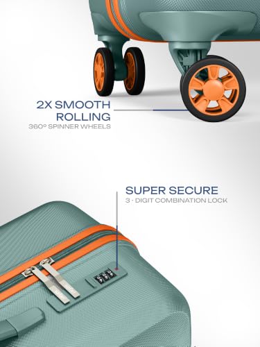 Image of Safari Roma Hard Luggage Trolley Bag with 8 Wheels Large Size Check-in Suitcase - Sage Green