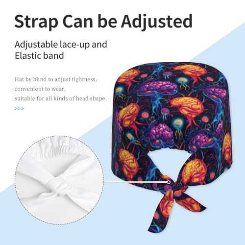 Image of Adjustable Scrub Cap with Sweatband, Breathable Working Hat for Men /Women