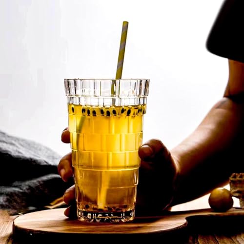 Image of Premium 350ML Juice Glasses Drinking Glasses, Highball Lead-Free Glasses, Tumblers for Water, Juice, Beer, Cocktail and Mixed Drinks - Pieces, Transparent (Hiball Glasses, 4 Count (Pack of 1))