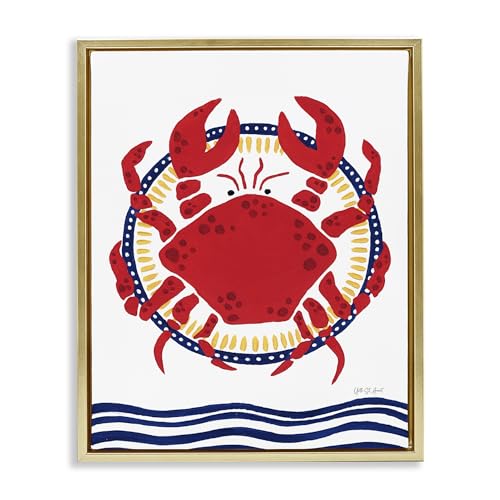Kitschy Coastal Crab Nautical Animal, 25 x 31 Inch Canvas in Floater Frame