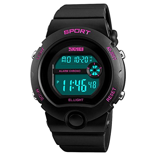 Montre digitale fille noire Skmei Dg1334b chronomètre enfant 50m water resistant