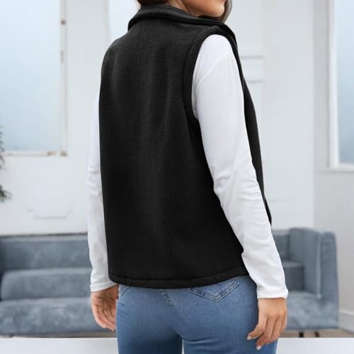 TWGONE Womens Sherpa Fleece Vest Fuzzy Warm Sleeveless Vests Zip Lightweight Coats with Pockets3