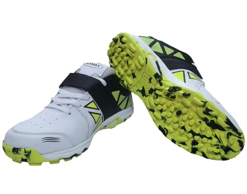 HITMAX Striker Rubber Spikes Sole Cricket Shoes for Boys and Men (Lightweight and Durable) (White, US Footwear Size System, Adult, Men, Numeric, Medium, 8)4
