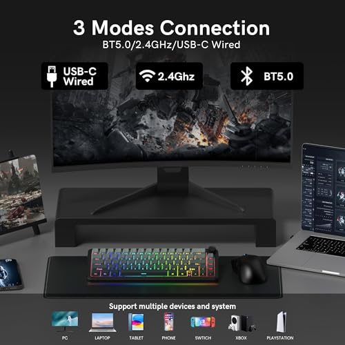 Image of womier L65 60% Mechanical Keyboard Wireless with Knob, Black Gaming Keyboard 4000mAh Battery, Tri Mode USB-C /BT5.0 /2.4G Gasket Mounted Key Board RGB Hot Swappable with Gradient keycaps-Linear Switch