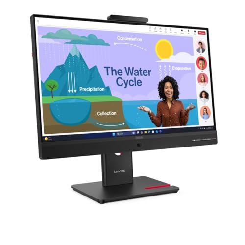 Image of Lenovo ThinkVision T24D-4v 24 inch Class Webcam Full HD LED Monitor - 16:9 - Eclipse Black - 23.8 inch Viewable - in-Plane Switching (IPS) Technology - WLED Backlight - 1920 x 1080-16.7 Million Colors - 250