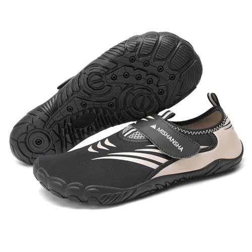 Mishansha Badeschuhe Herren Wasserschuhe Damen Schnelltrocknende Schwimmschuhe rutschfeste Strandschuhe Seeigelfest Aquaschuhe Surfschuhe Tauchschuhe Braun,Gr.38