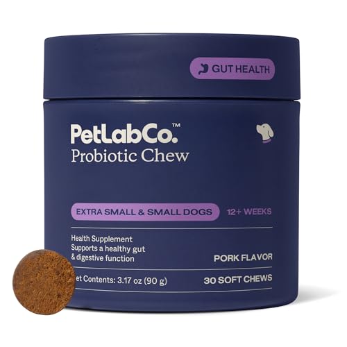PetLab Co. Probiotics for Dogs - Support Gut Health, Occasional Diarrhea, Digestive Health, Paw Licking & Seasonal Allergies, Pork Flavor, 30 Soft Chews, Formulated for Small Dogs, Packaging May Vary