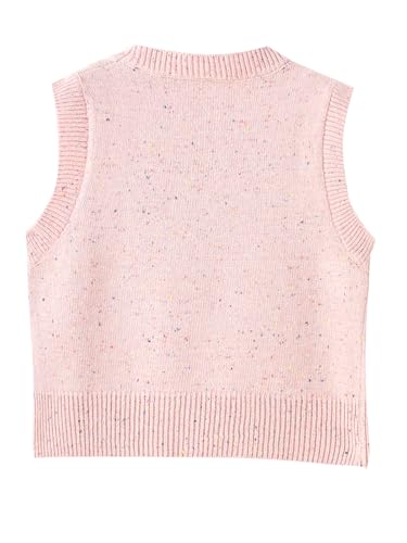 DAIMIDY Girl's Sleeveless Crew Neck Cute Heart Print Sweater Vests, A01Pink， 12-13 Years = Tag 1702