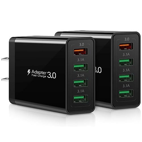 USB C Wall Charger Fast Charge 3.0 Boxeroo 4-Port 2Pack USB Plug Block Phone Charging Adapter Compatible for Galaxy S10+ S9+ Note 10+ Note 9+ Note 8, G6 V30, HTC 10, iPhone 11 Pro Max XS Max XR