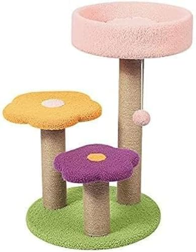 KOKUMON キャットタワー 猫タワー ネコタワー 猫 の おもちゃ 据え置き 猫じゃらし付き 玩具付き 省スペース ストレス解消 大型猫 小さな猫 子猫 ミニ型 猫爪とぎ 超可愛い おしゃれ シンプル