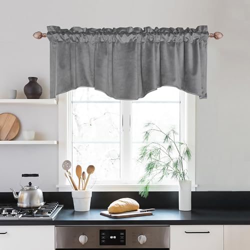 Cantonnière velours JIUZHEN 52 x 18 po gris