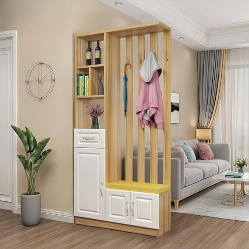 IBOWZ Biombo Separador de ambientes Independiente de Madera, fácil de Montar, con Espacio de Almacenamiento Abierto y taquillas para Dormitorio y Oficina