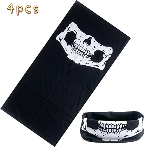 Enignic Balaclava Skull Mask 4Pcs Ghost Face Mask Neck Gaiter For Men Skeleton Mask Motorcycle Face Mask Gator Mask Call Of Duty Ghost Mask For Outdoor Sports Black thumb #5