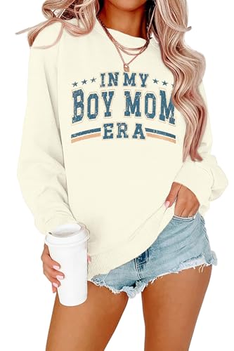 Image of SFHFY Womens Mom Sweatshirts: Mama Crewneck Lightweight Sweatshirt Mom Life Pullover Mama Long Sleeve Shirt Tops