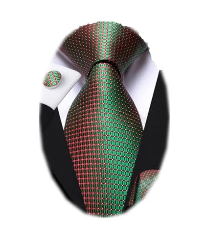 Image of Dubulle Mens Tie Set Solid Paisley Silk Striped Necktie for Men with Cufflinks Tie and Pocket Square