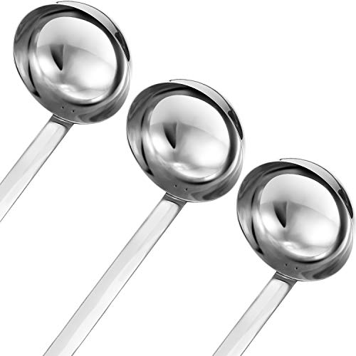 Meekoo 3 Pieces Stainless Steel Ladle Soup Handle Ladle With Pouring Rim For Kitchen Cooking Soup Sauce thumb #1