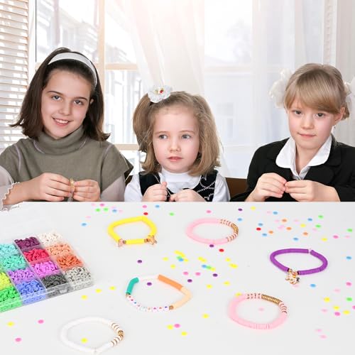 Satmarhz 6600Pcs Clay Bead Bracelet Making Set for Girls, Jewellery Making Kit for Kids DIY Dead Set Making, Toys for Girls Age 6-12 Years Old, Multicolor