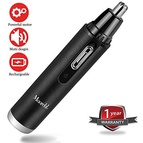 Nose Hair Trimmer for Men Women Rechargeable Nostril Nasal Hair Clippers Powerful Motor Won't Break Aluminum Body Black