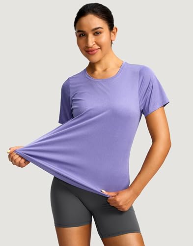 Image of Women's Short Sleeve Workout Shirts UPF 50+ Sun Protection T-Shirts Quick Dry Breathable Gym Running Hiking Tops for Women
