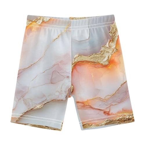 Caihoyu Shorts for Toddler Girls Elastic Cotton Romper Shorts Rash Guard Under Skirt 5T Marble White Peach