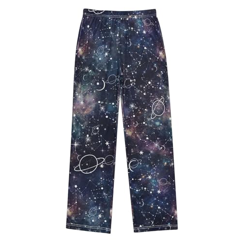 ZZXXB Galaxy Star Constellation Boys Long Pants Soft Trousers Elastic Waist Kids Lounge Bottoms with Pockets S-XL