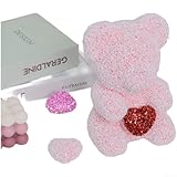 Peluche de oso de rosas de espuma de 20 cm con purpurina para decoración de San Valentín, cumpleaños y eventos (B)