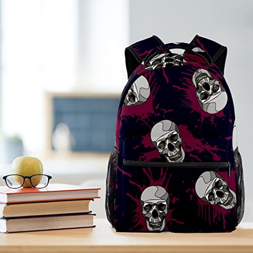 Mochila de calaveras resistente al agua para estudiantes con espacio para libros 6