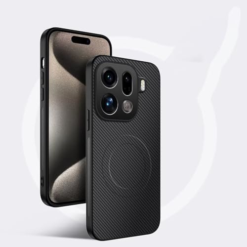 COMAKU Ultra-Thin Fiber PU Leather + TPU Silicone Case for Oppo Find X9 Pro Stylish Skin Texture is Non-Slip and Shockproof Magnetic Phone Case Cover - Black