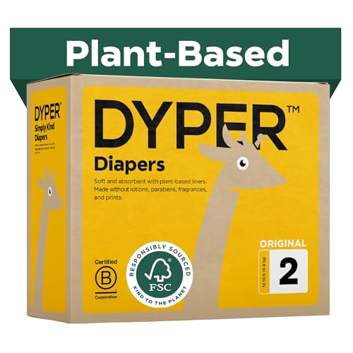 Image of DYPER - Baby Diapers Hypoallergenic Cloth Alternative Day & Overnight Protection - Made with Plant-Based* & Honest Ingredients - Size 2 (192 Count)