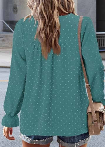 BETTE BOUTIK Womens Boho Fall Long Sleeve Shirts Crewneck Dressy Casual Blouses Trendy Flowy Tops