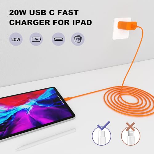 Image of iPhone 17 16 15 Charger Fast Charging,2Pack 20W Apple iPad USB C Wall Chrager Block with 6FT USB C to C Cable for iPhone 17 /Pro /Pro Max /17 Air / 16 /16 Pro /16 Pro Max /15 /Plus /Pro /Pro Max (Orange)