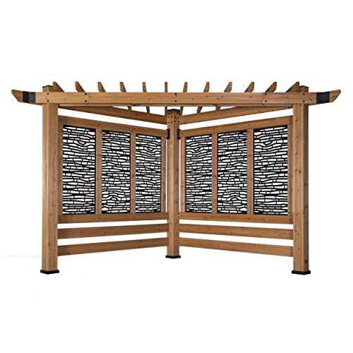 Backyard Discovery Verona 12' x 8' Cedar Wood Cabana Corner Pergola with Bamboo Privacy Panels for Outdoor Patio, Deck, Garden, Poolside, Entertaining