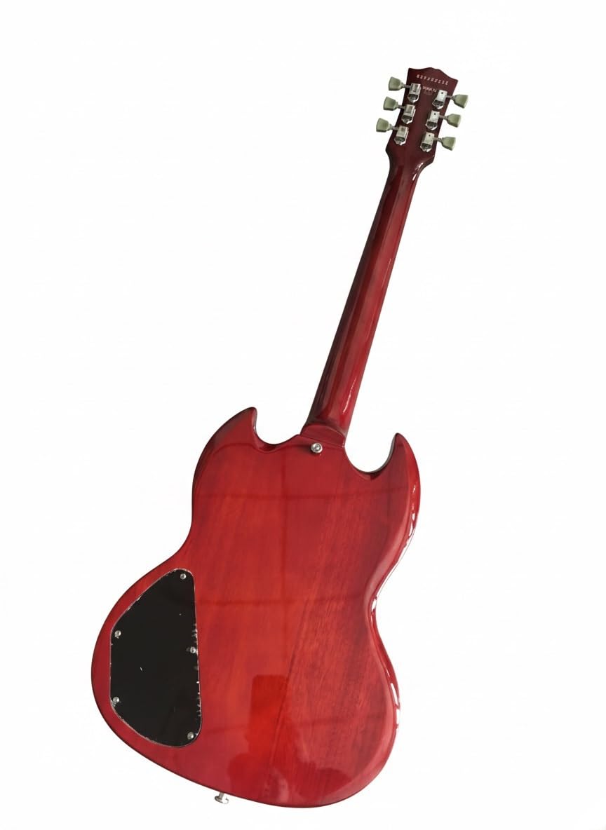 Profesjonalna gitara elektryczna Trans Red Double Cutaway 6 strun z litego drewna w stylu rock metal(Vintage Classic)