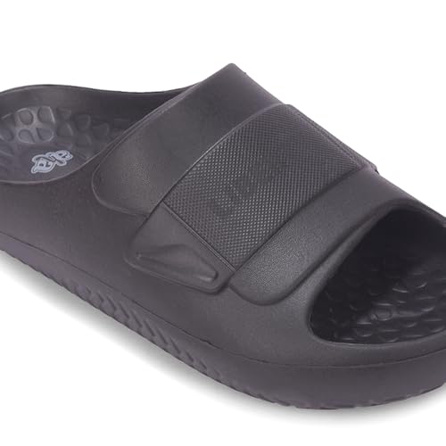 Image of Liberty A-HA DAILYWALK Slippers for Men - Black & Dark Grey EVA Slip-On Casual Slippers | Soft Moulded Footbed, Lightweight Footwear for Home, Casual, Errands, Garden, Daily & Outdoor Wear