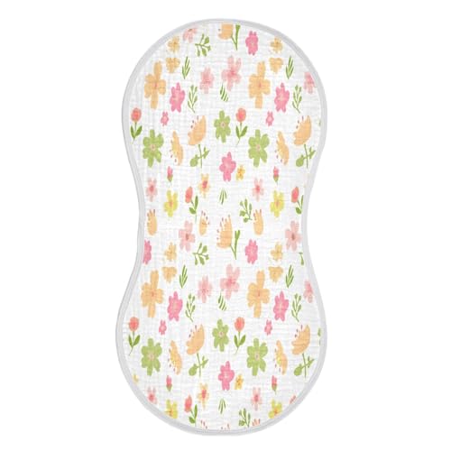 Kigai Small Flowers Burp Cloths for Baby 4-Layer Cotton Muslin Burping Cloths 22x11 inch Super Soft & Absorbent Spit Up Burp Rags for Newborn Boys Girls 1 Pack