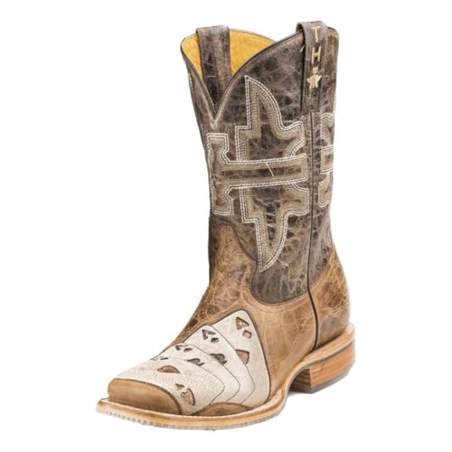 Tin Haul Men's High Roller Western Boot Broad Square Toe Brown 11 1/2 D(M) US