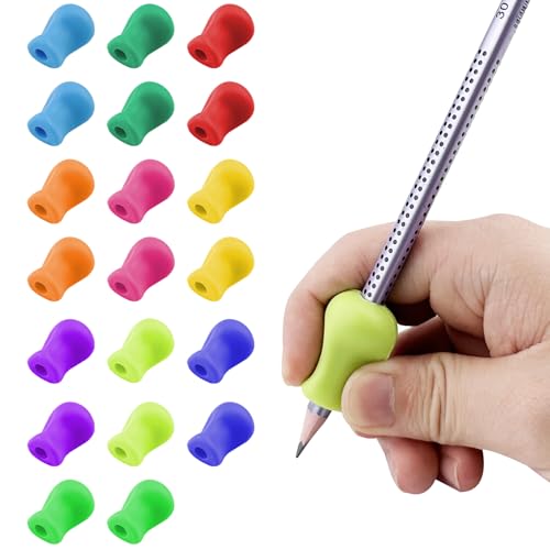 Lixiluxia 20 PCS Adaptador Lapiz para Niños, Agarre Lapiz para Niños Aprender a Escribir, Agarres para Lápices para la Corrección de la Postura de Escritura, Adecuado para Zurdos y Diestros
