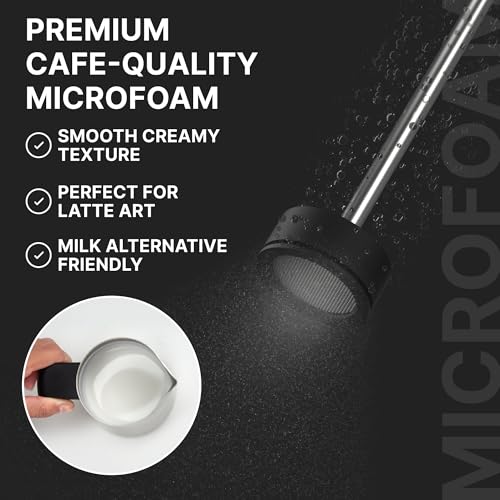 Subminimal NanoFoamer Lithium Milk Frother, USB-C Rechargeable, Dual-Speed, IP4 Waterproof, Stainless Steel Shaft, Barista-Quality Microfoam 30 Seconds for Lattes, Cappuccinos & Coffee at Home